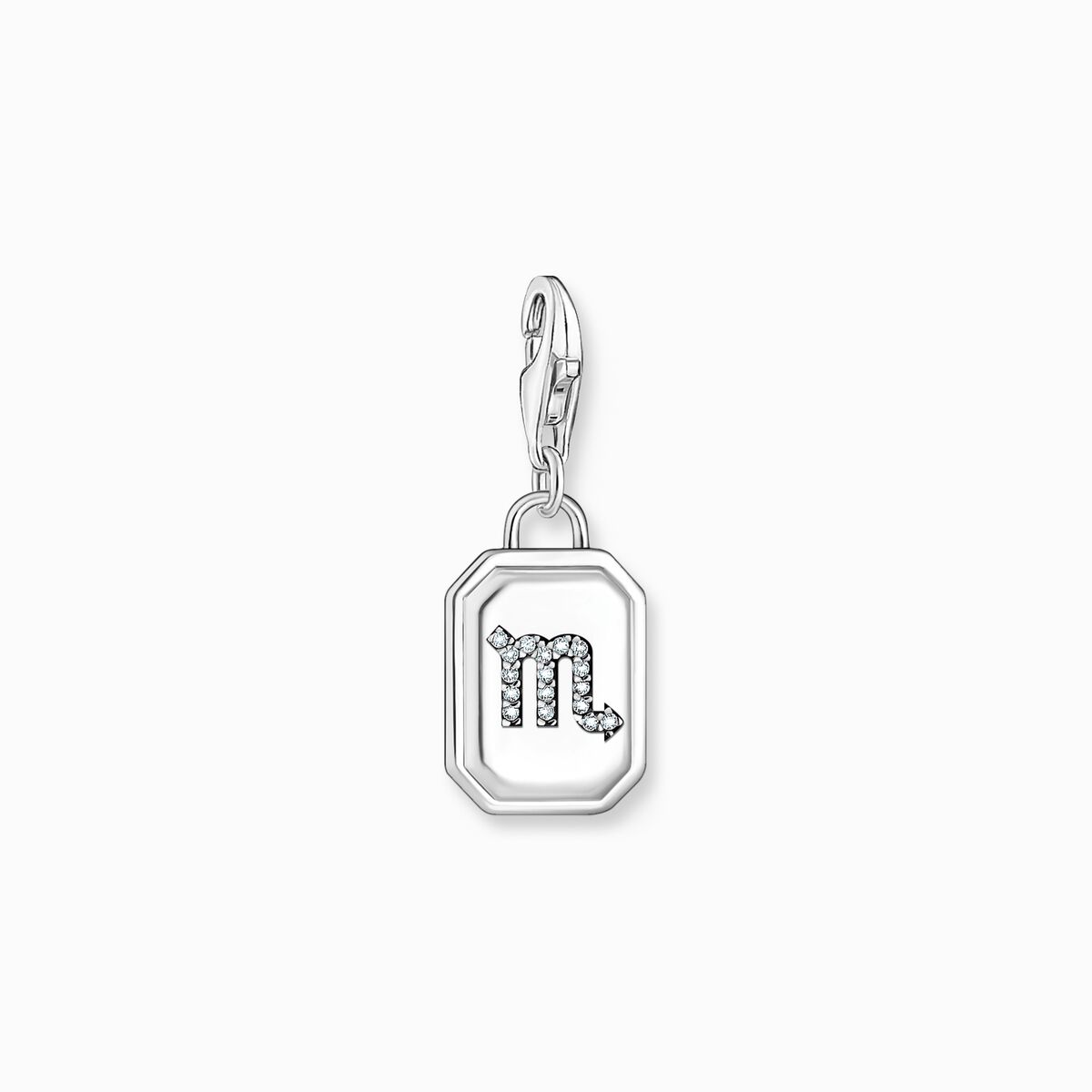 Silver charm pendant zodiac sign Scorpio with zirconia
