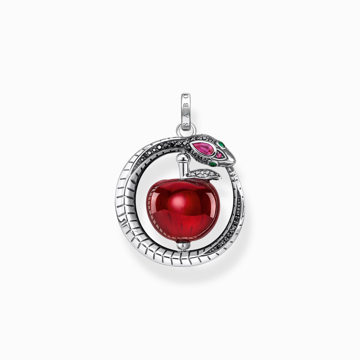 Pendant apple with snake silver