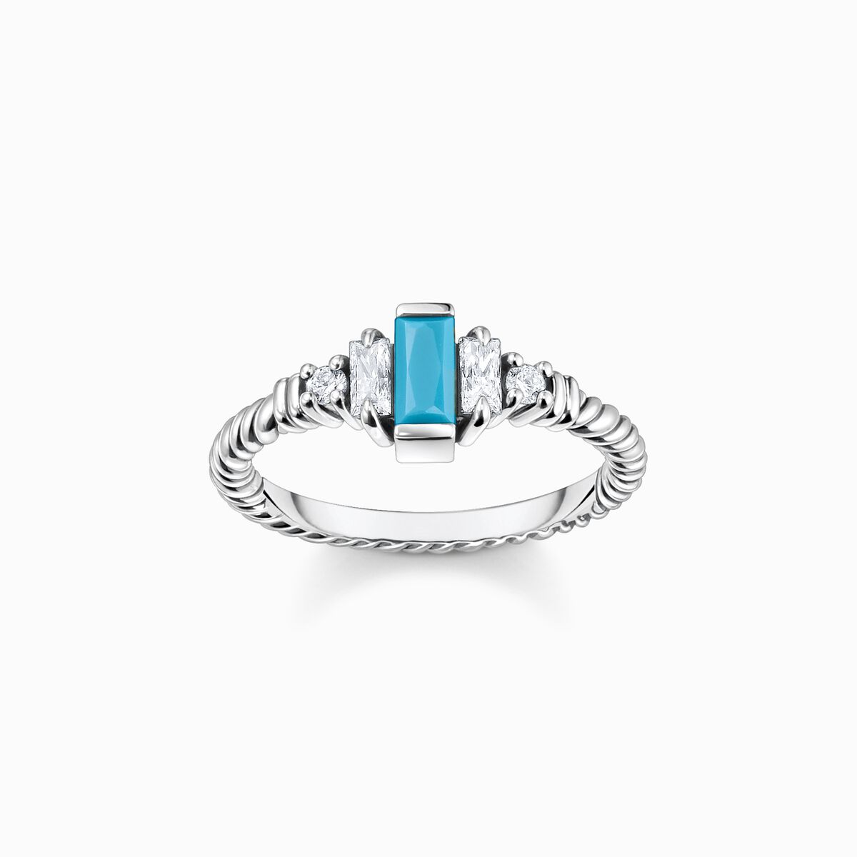 Ring rope with turquoise and white stones gold plated