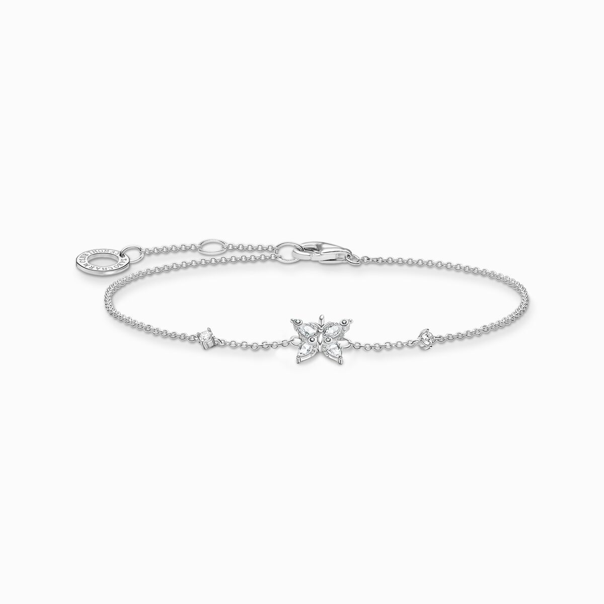 Bracelet butterfly white stones