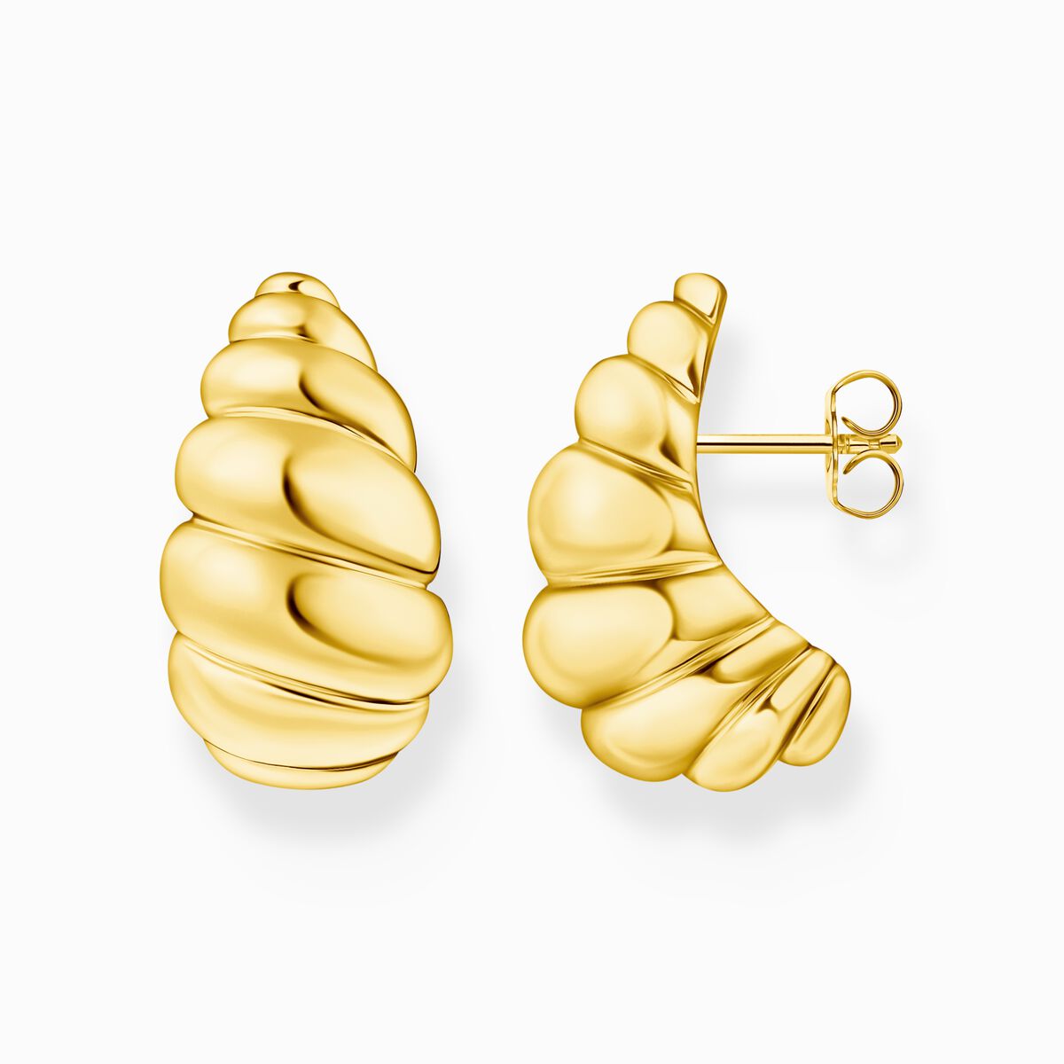 Gold-plated organic-shaped stud earrings