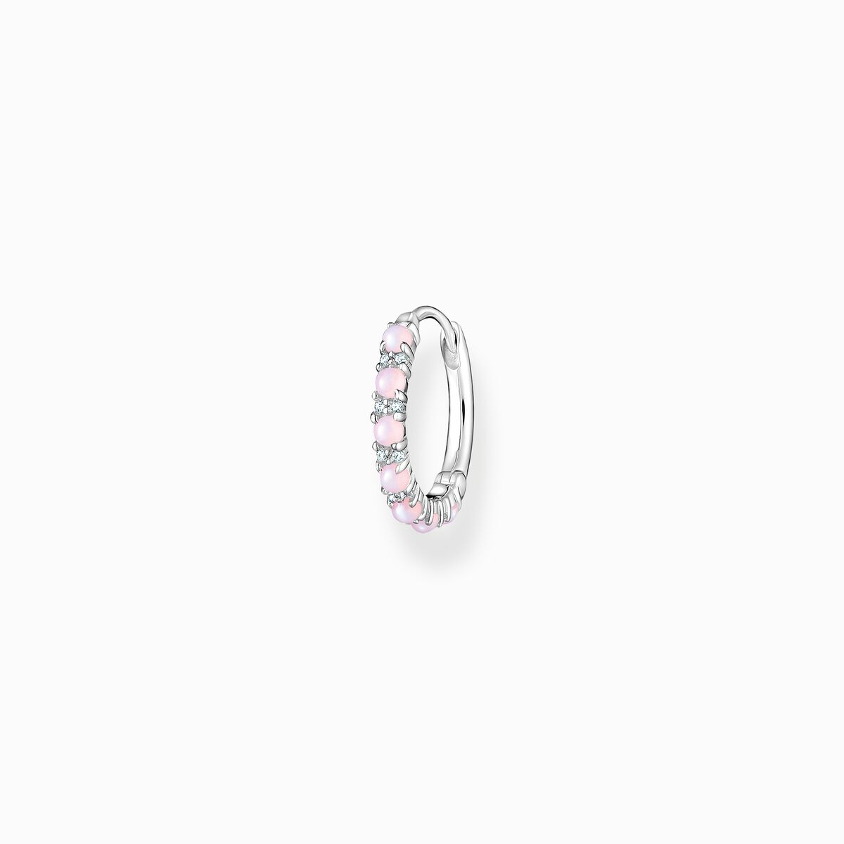 Single hoop earring pink stones