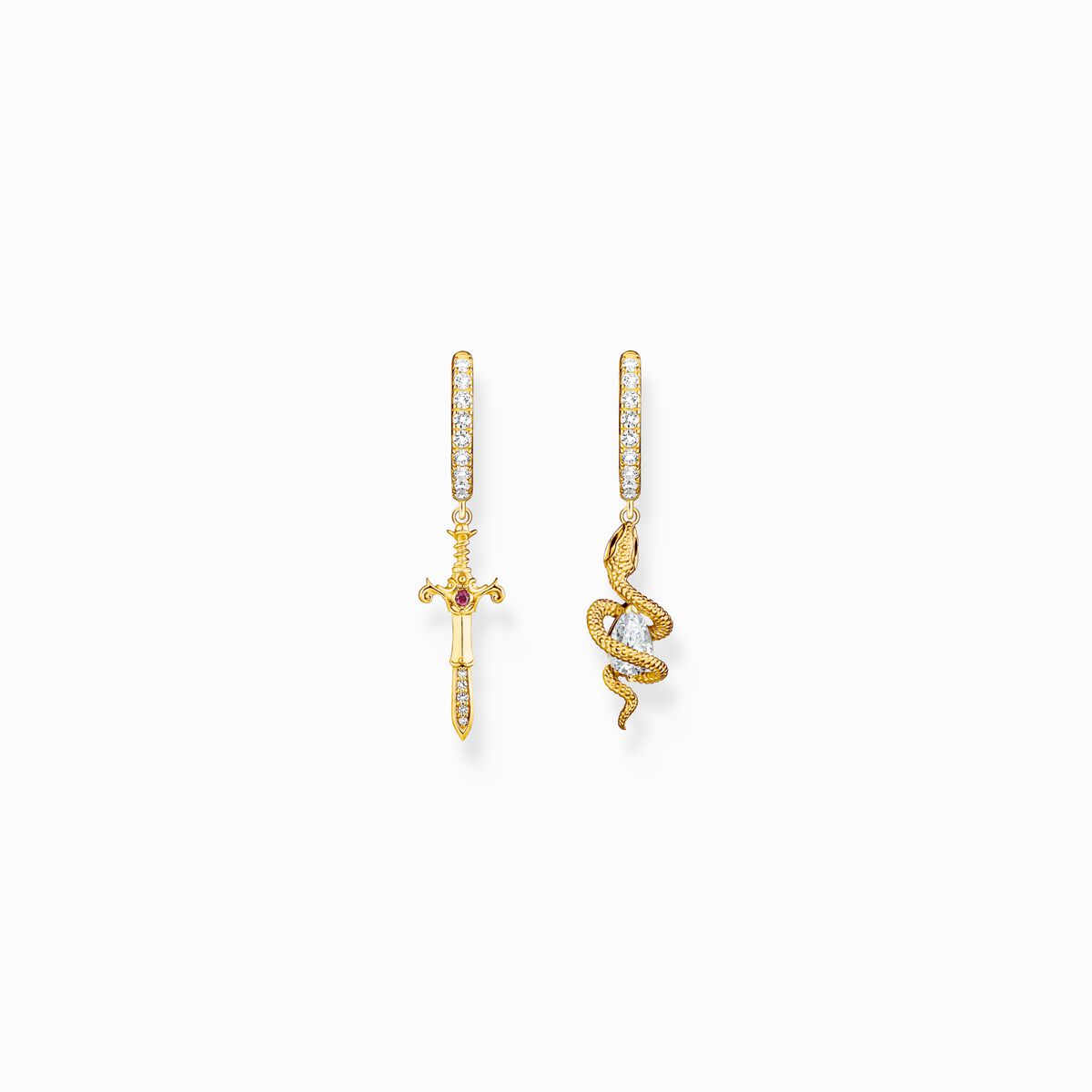 Gold-plated hoop earrings with pendant Tempting Romance