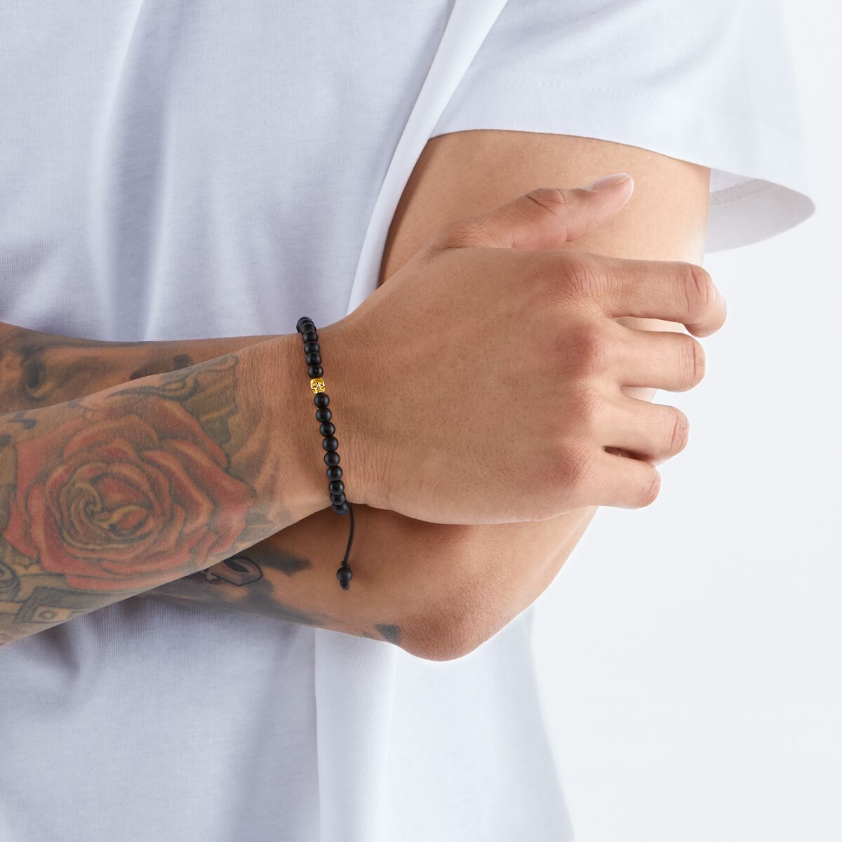 Bracelet black skull gold
