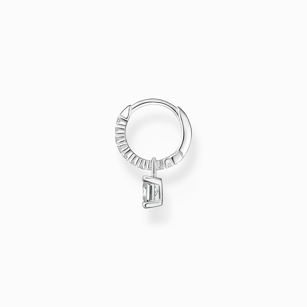 Single hoop earring with white stones silver
