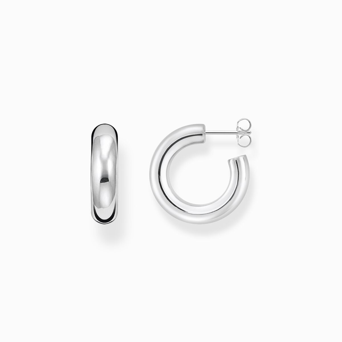 Silver small chunky hoop earrings