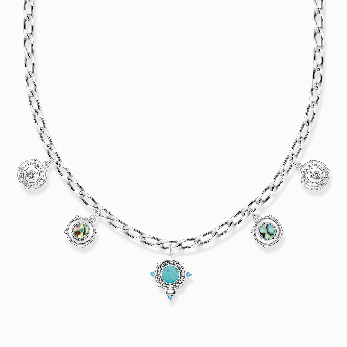 Necklace with disc silver