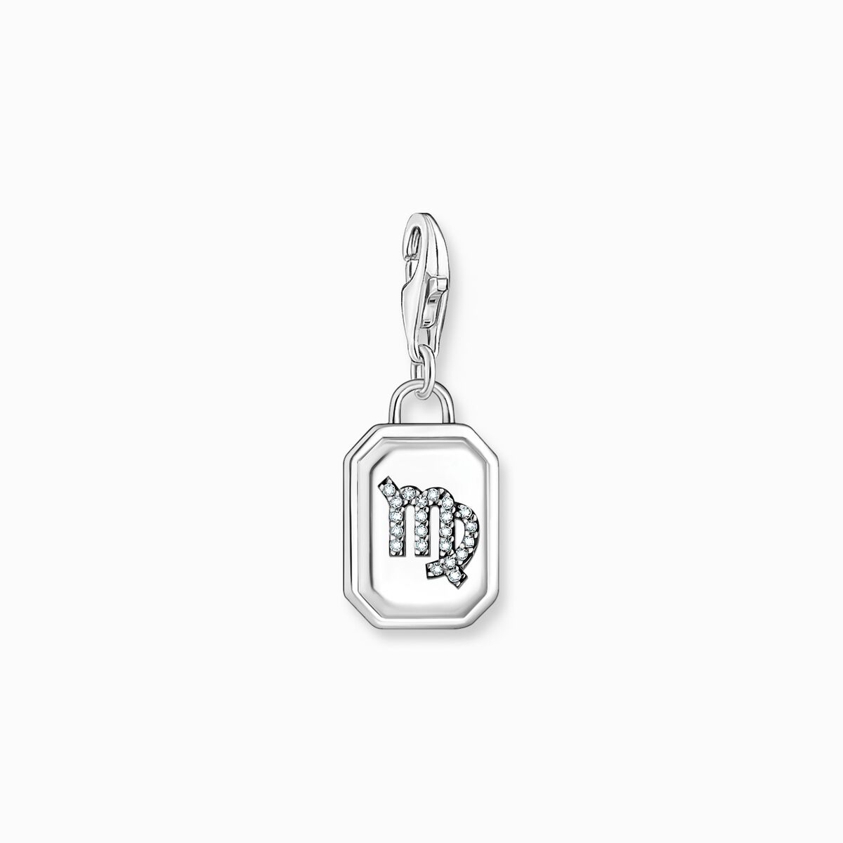 Silver charm pendant zodiac sign Virgo with zirconia