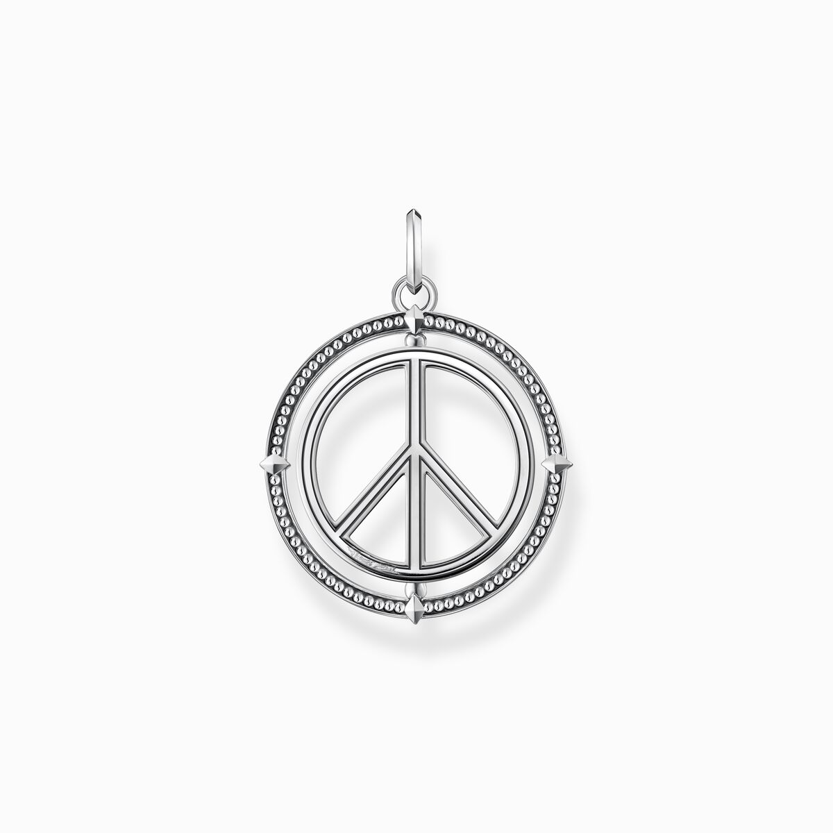 Blackened silver pendant peace sign with coloured stones