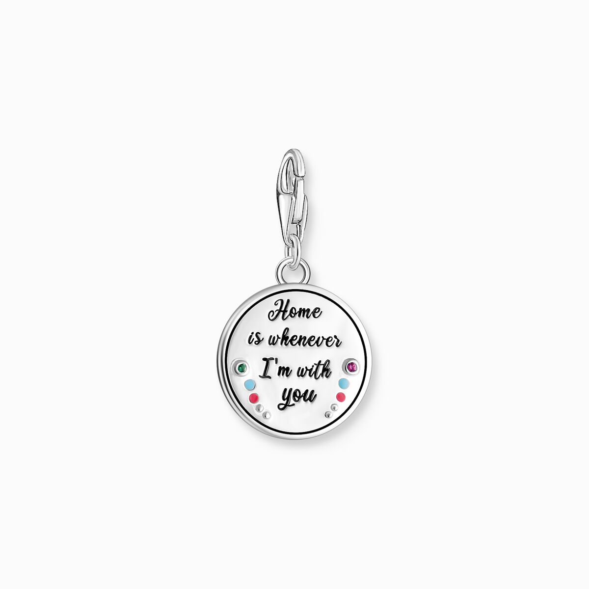 Silver charm pendant with igloo motif, engraving and stones