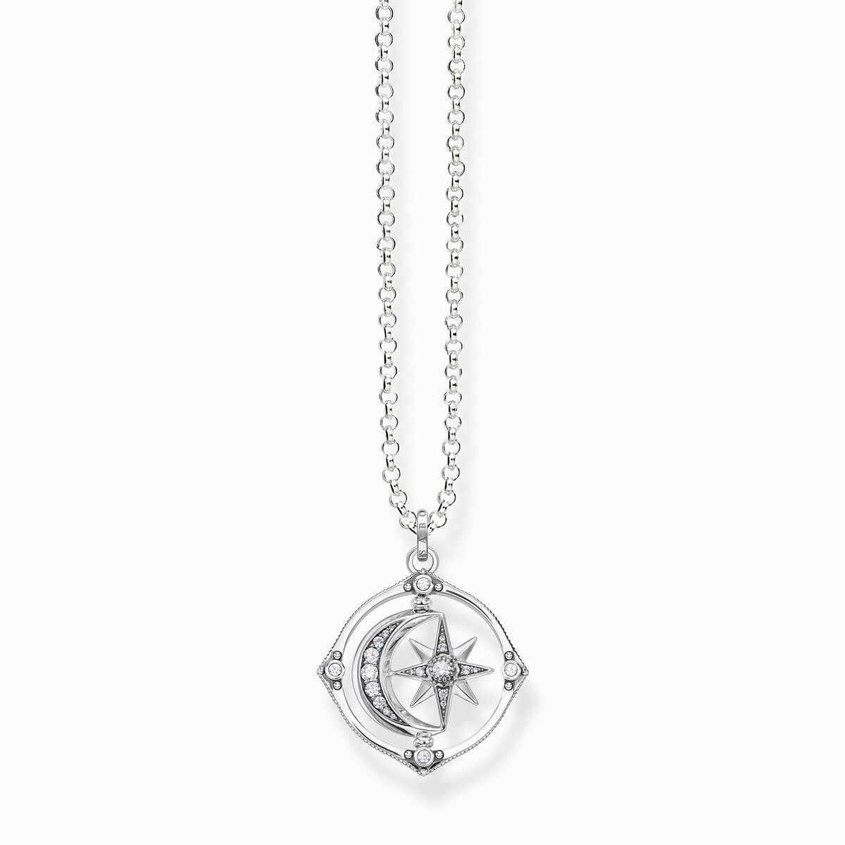 Necklace star and moon silver