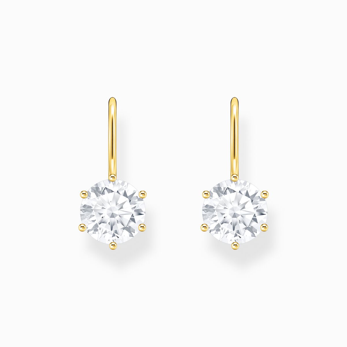 Gold-plated earrings with white zirconia