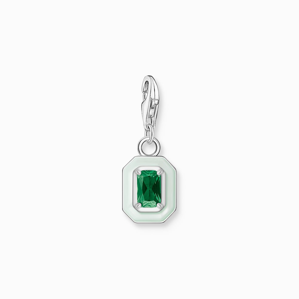 Charm pendant green stone silver