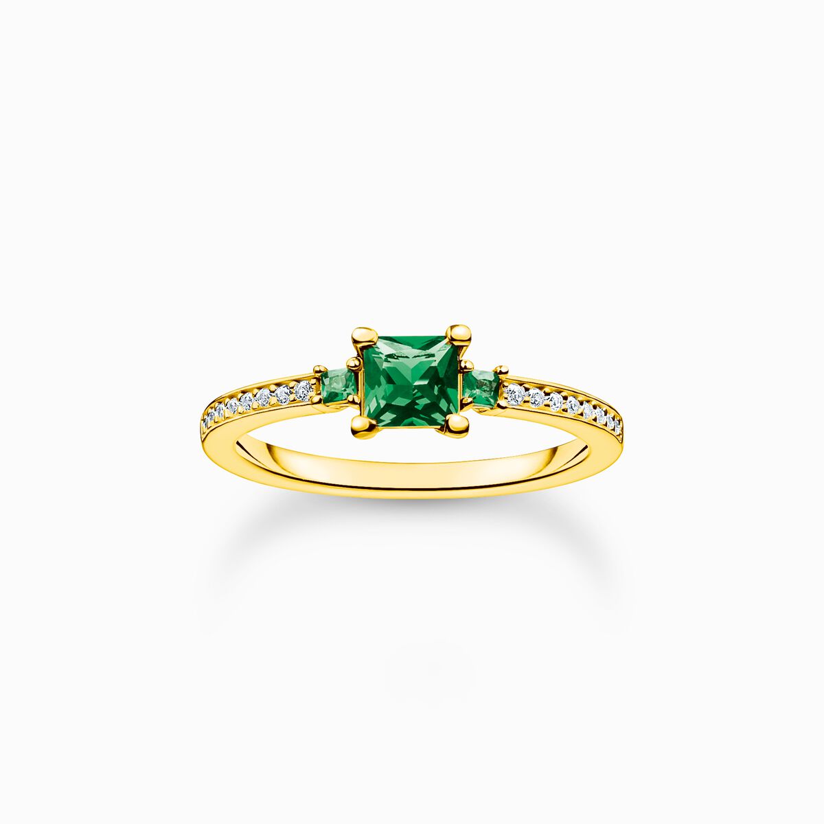Ring with green and white stones gold