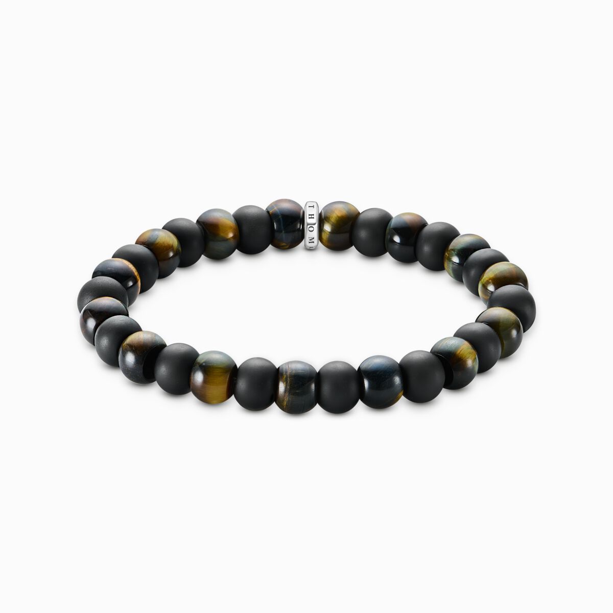 Bracelet with obsidian and tiger's eye beads 9mm