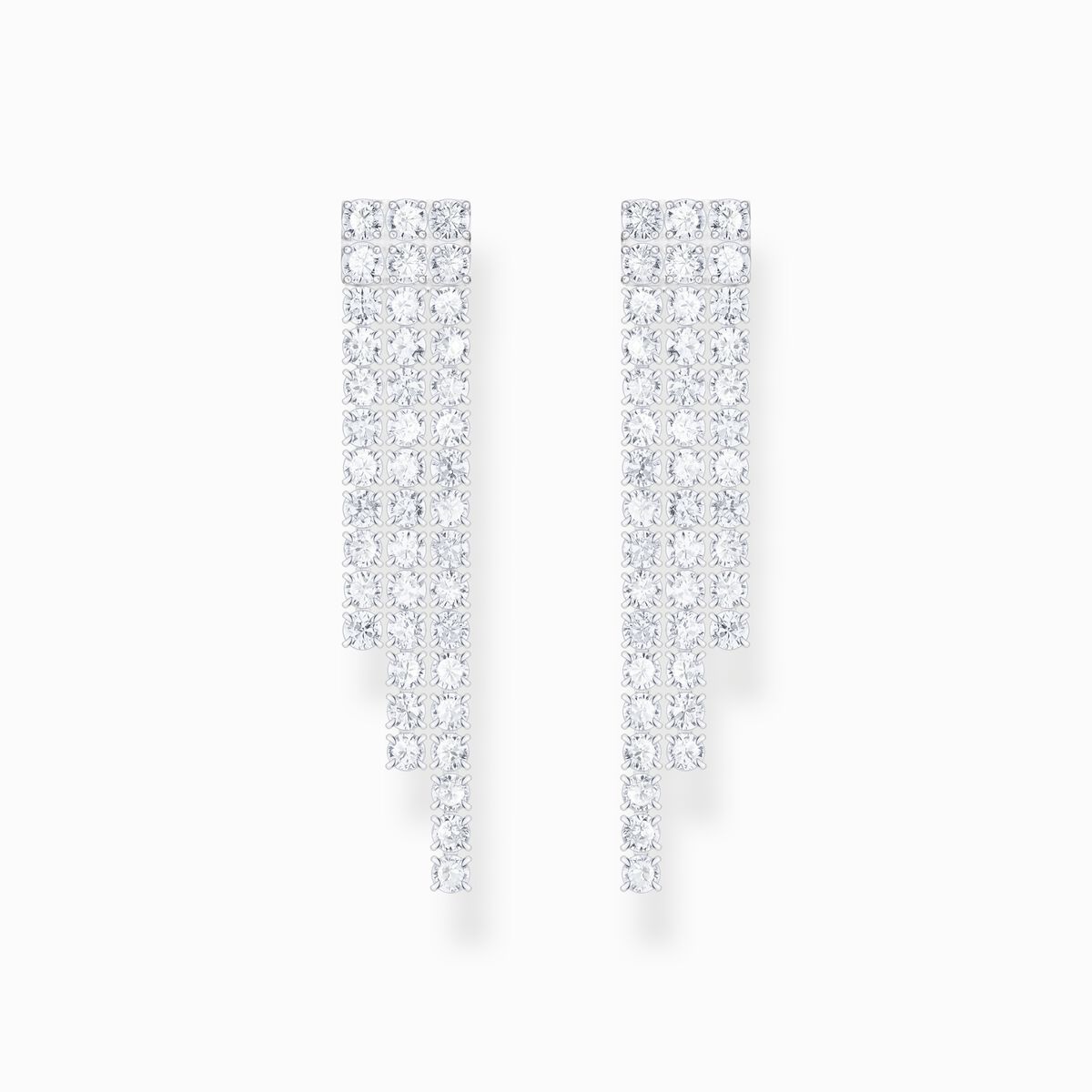 Silver earrings in waterfall design with white zirconia