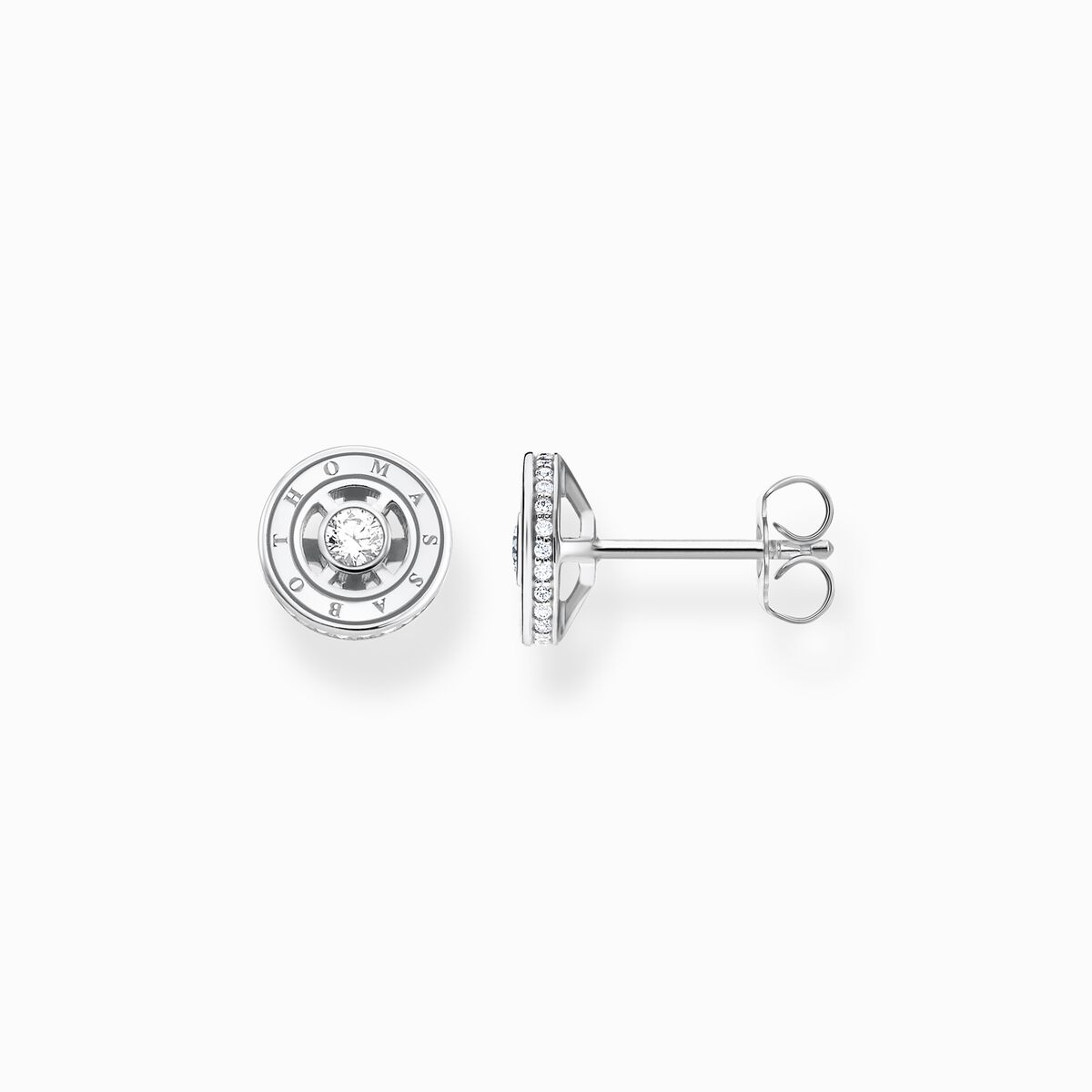 Ear studs with white stones silver