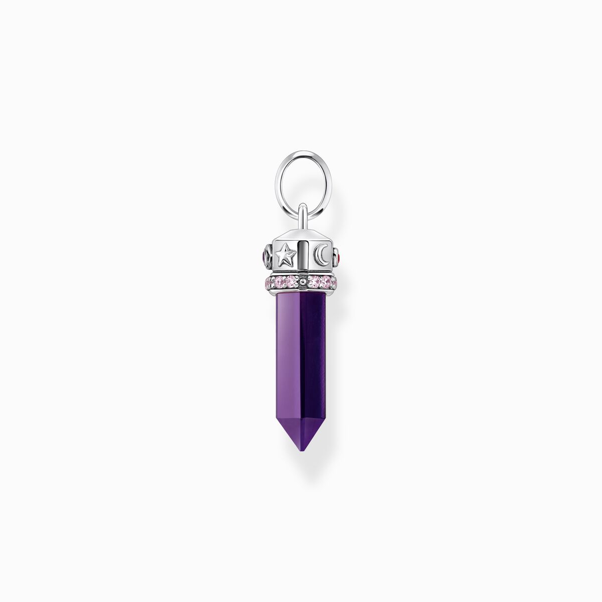 Silver blackened pendant with imitation amethyst