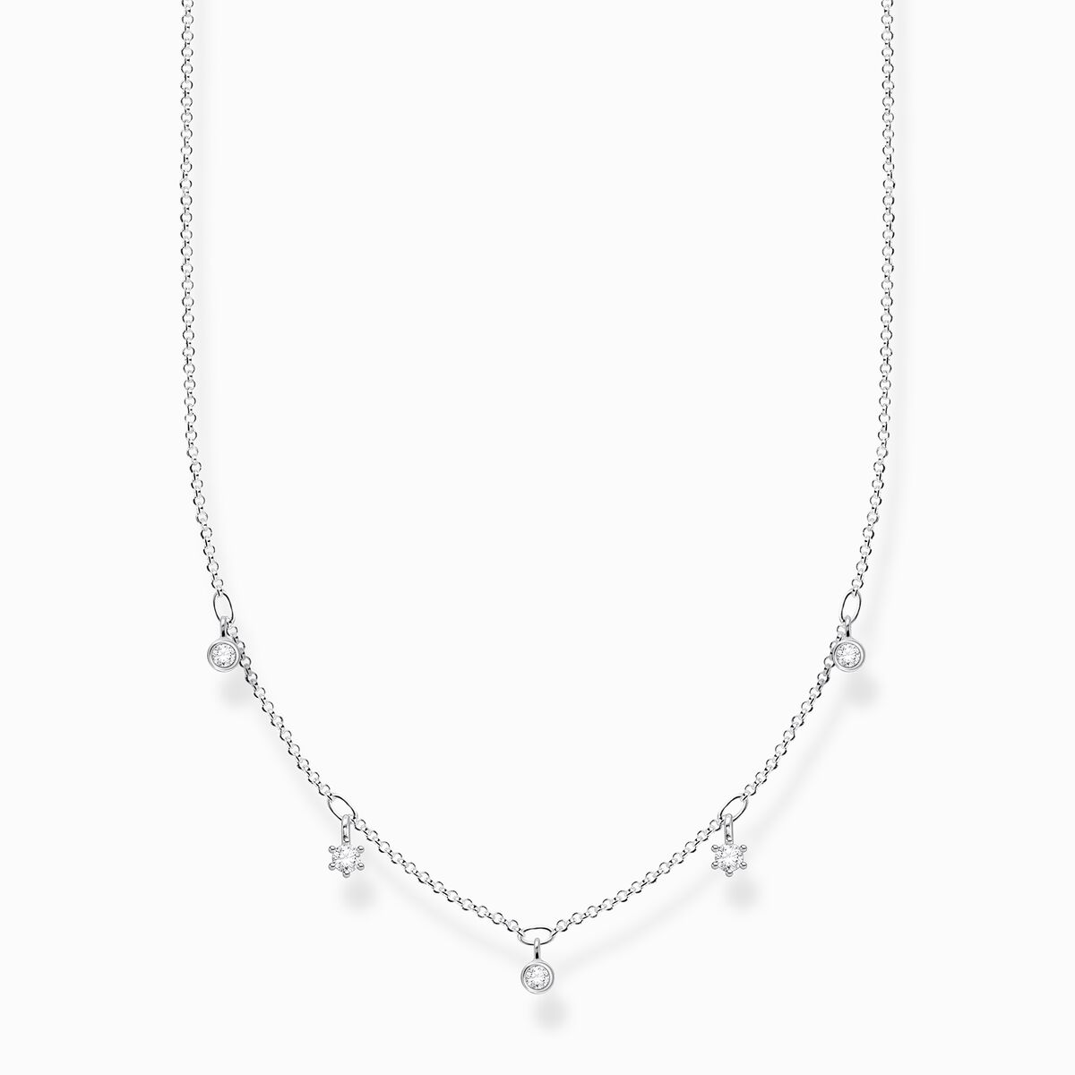 Necklace white stones, silver