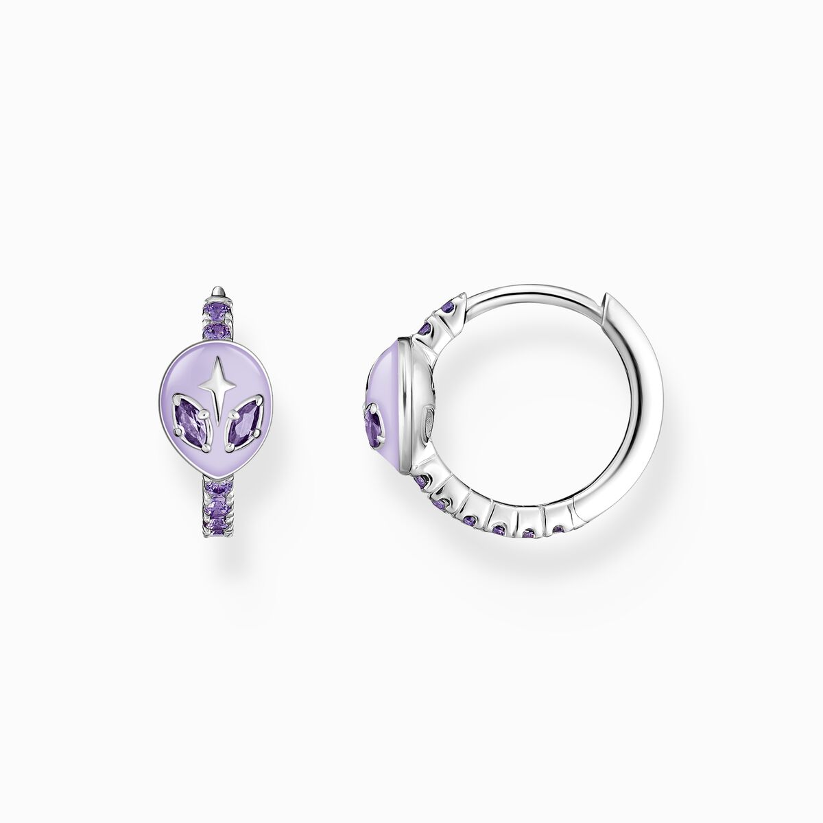 Hoop earrings with alien head and zirconia silver