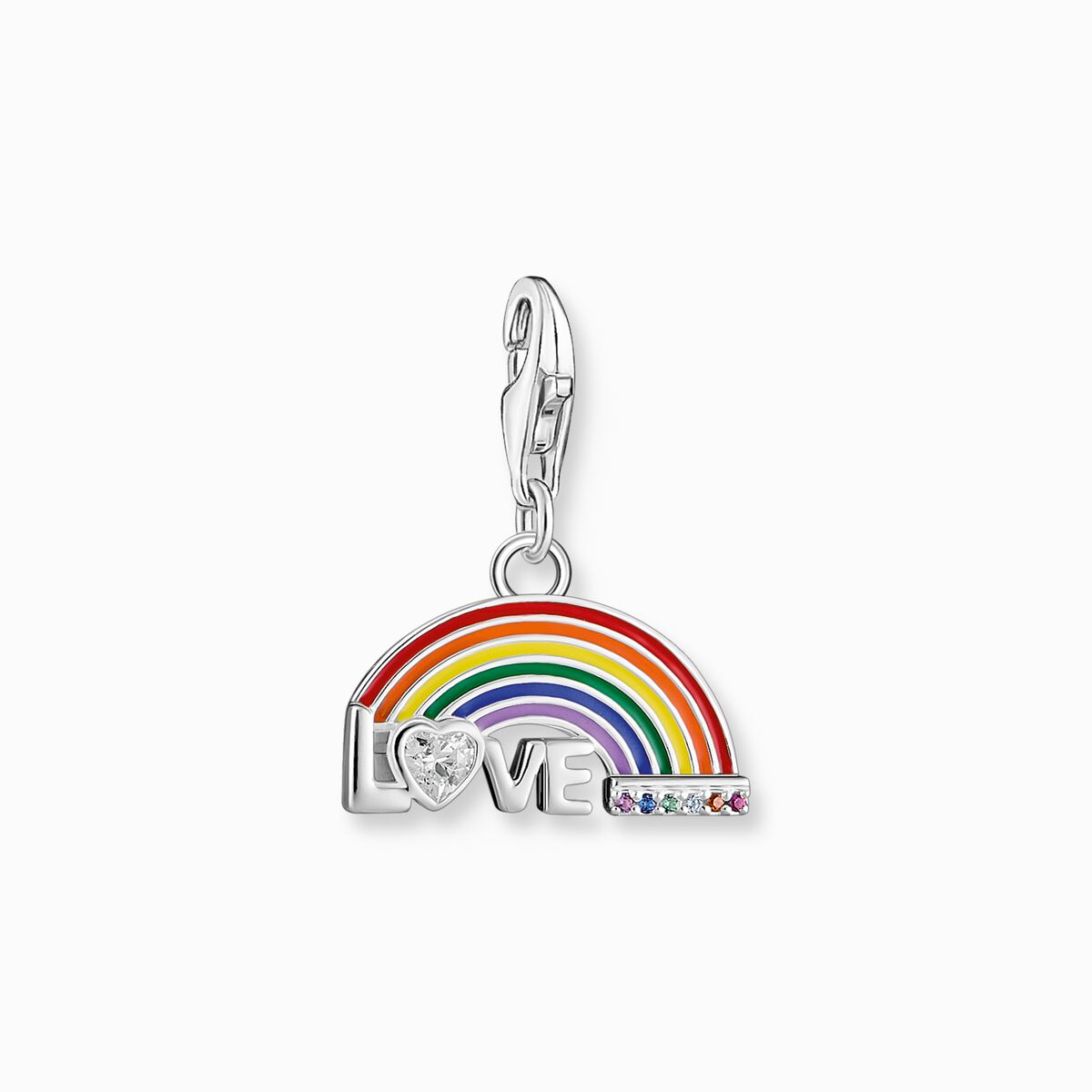 Charm pendant colourful rainbow silver