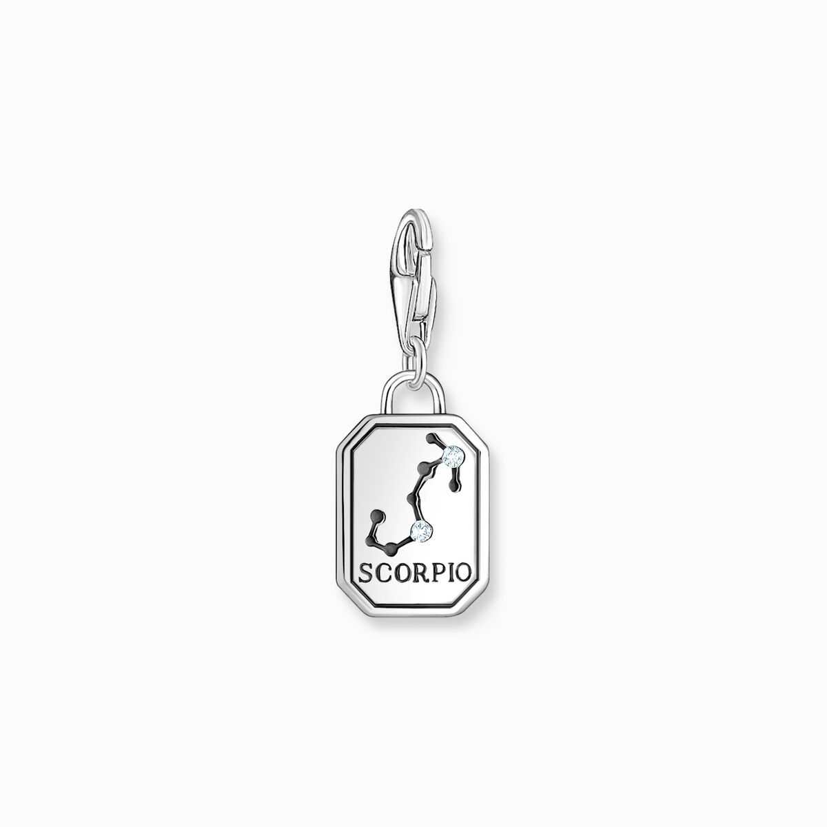 Silver charm pendant zodiac sign Scorpio with zirconia