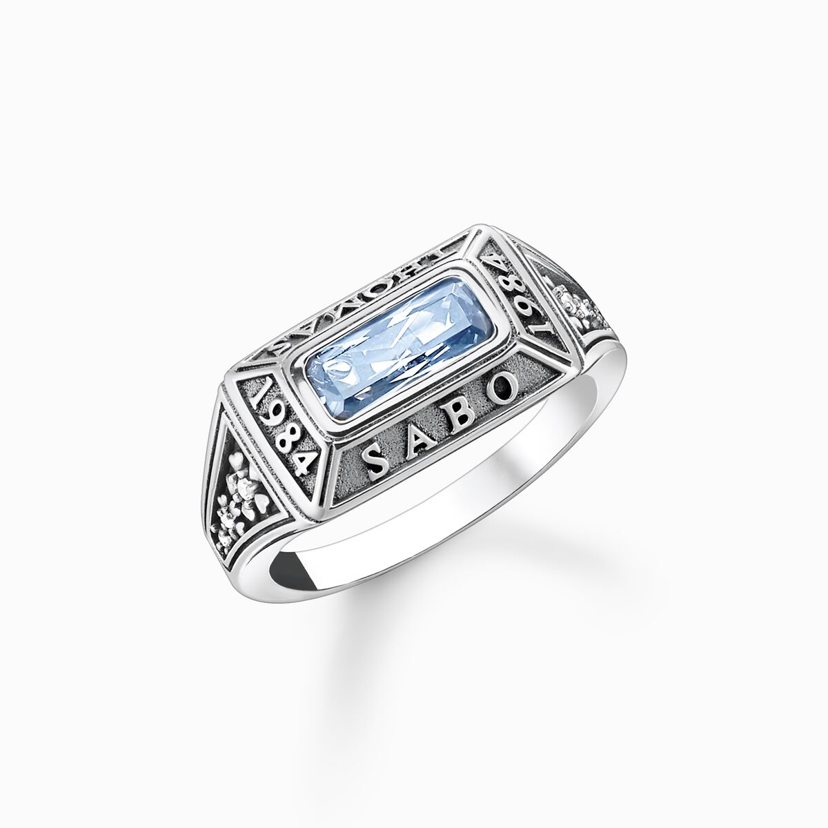 Ring college ring blue stone