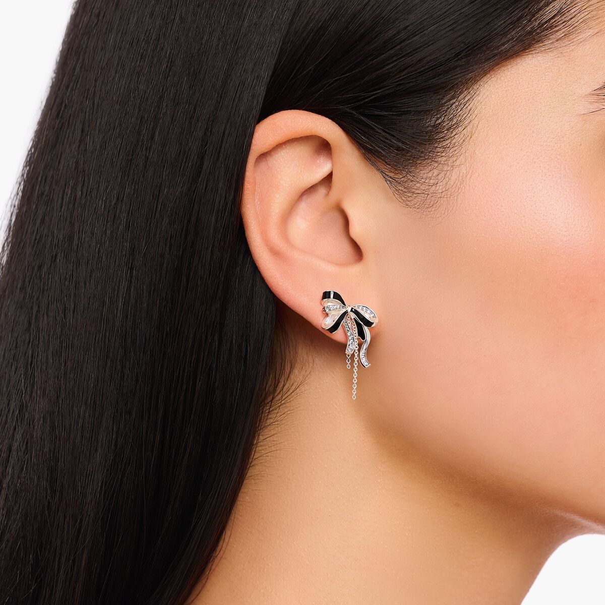 Silver bow stud earrings Lovely Romance