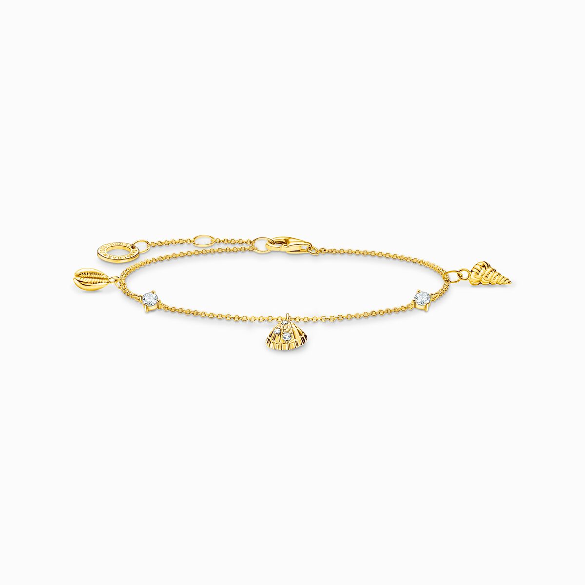 Bracelet shells and white stones gold
