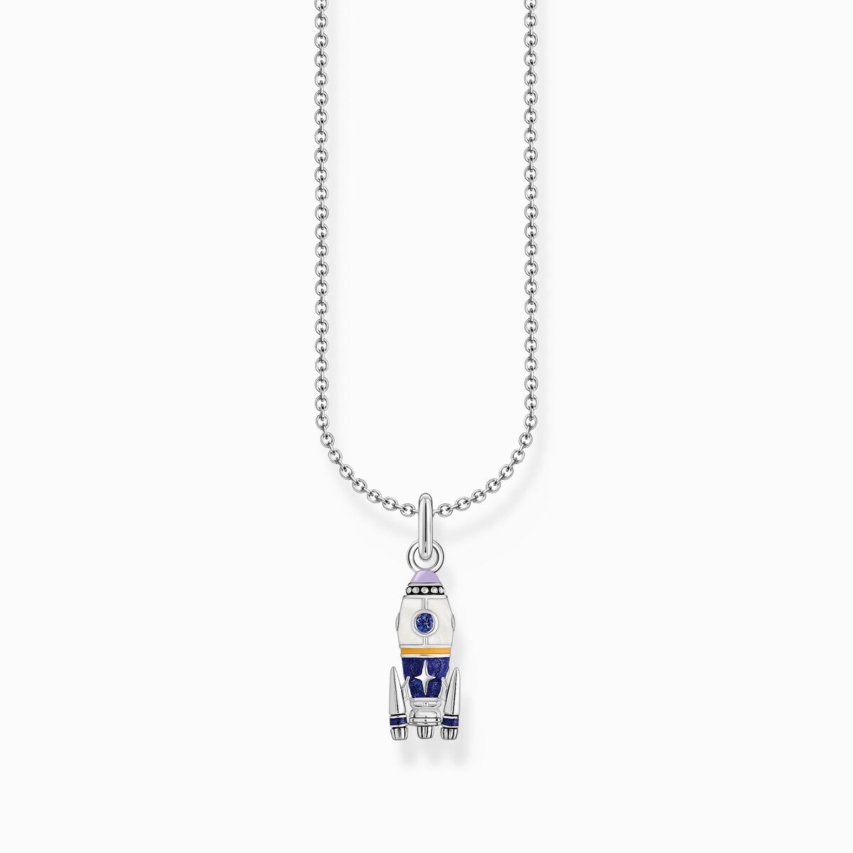 Silver necklace with rocket pendant