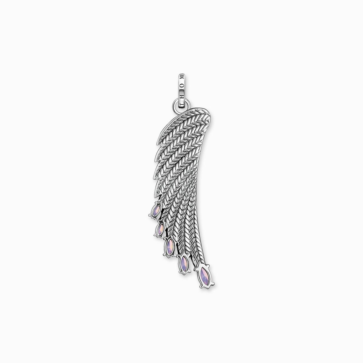 Pendant bright silver-coloured hummingbird wing