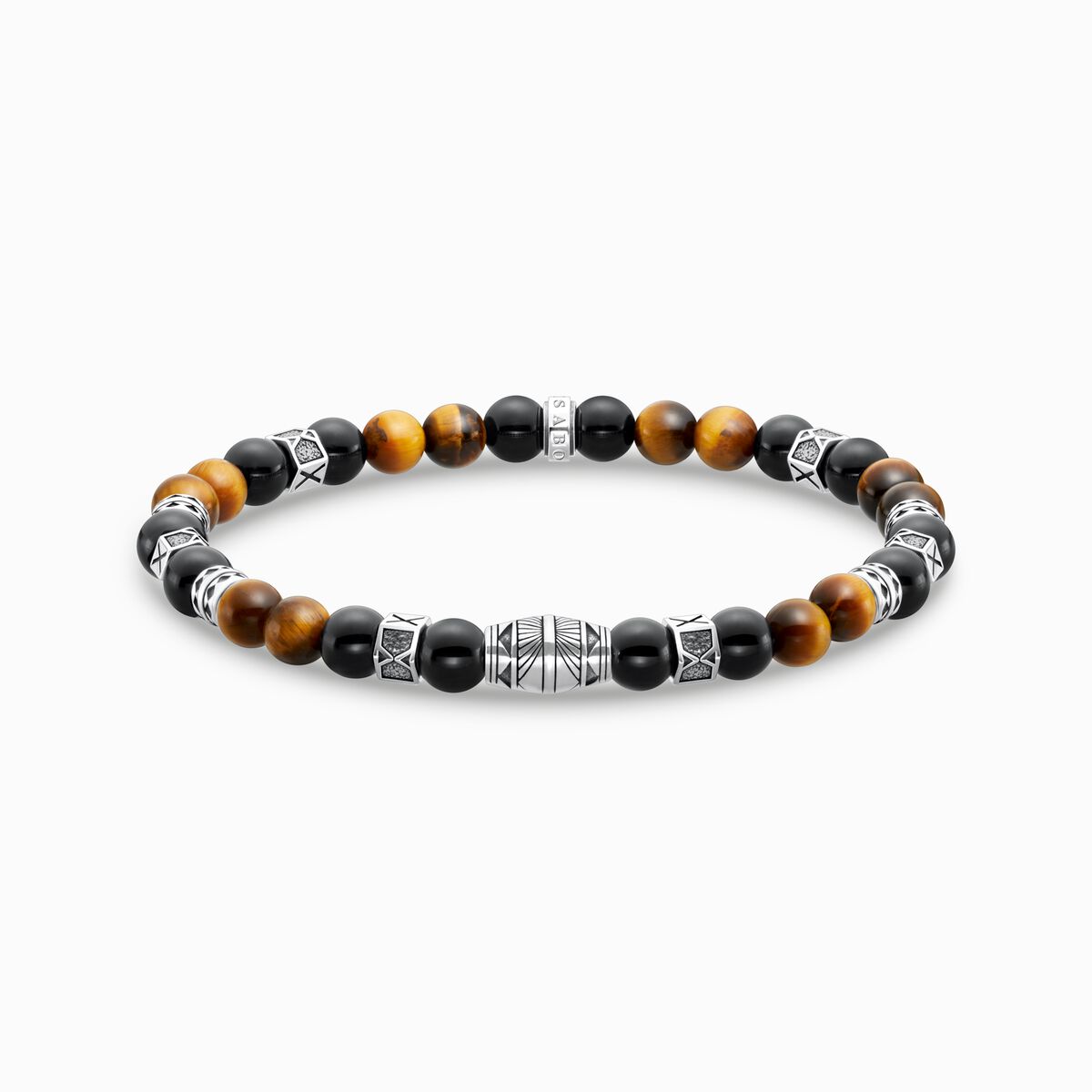 Bracelet with black onyx beads and tiger's eye beads silver