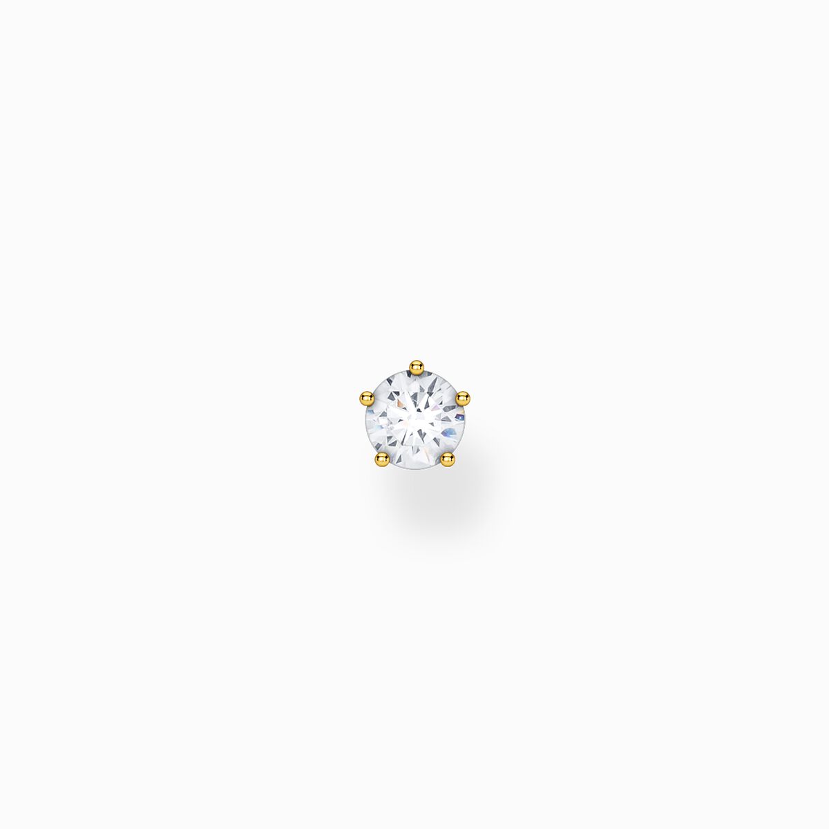 Single ear stud white stone gold