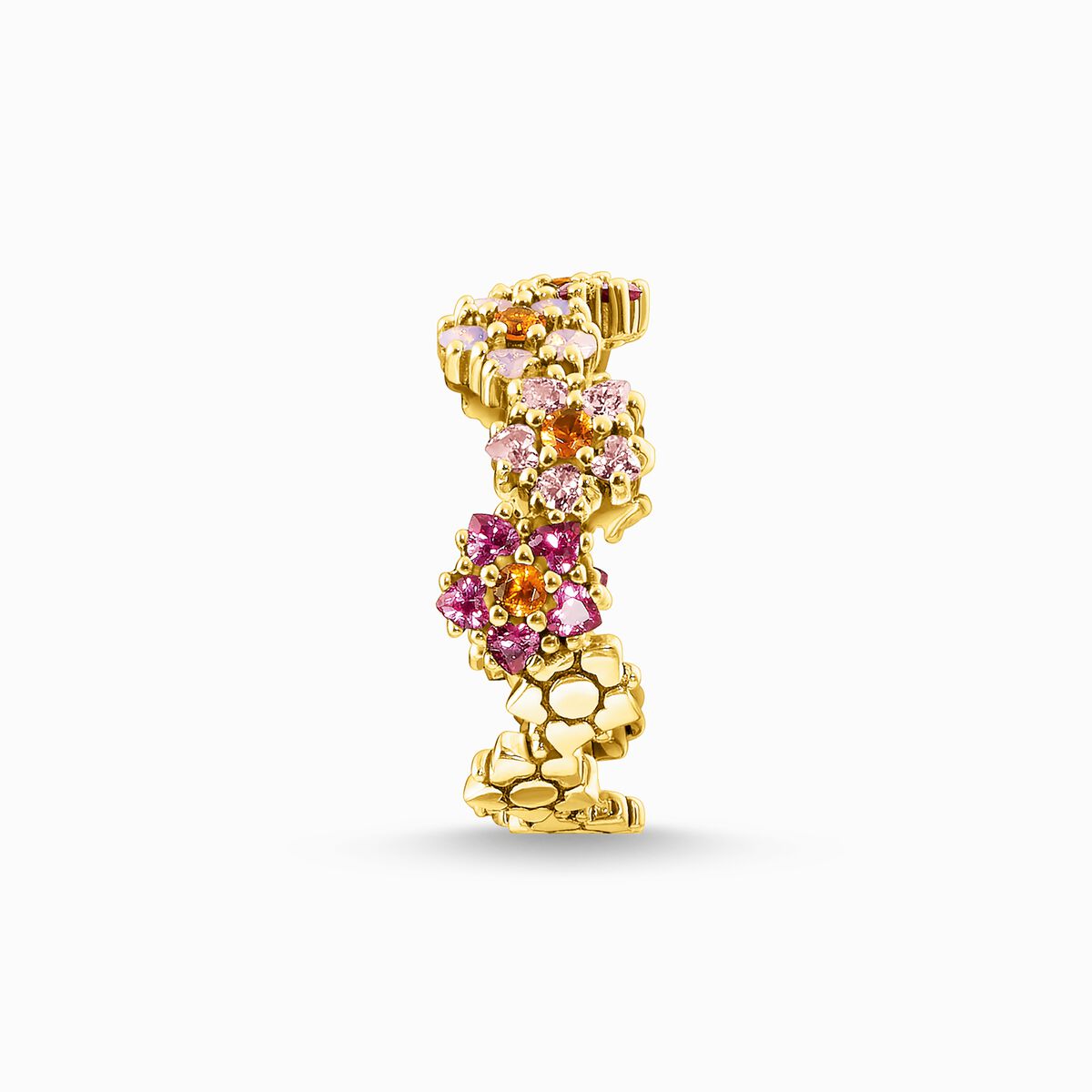 Ring flowers colourful stones gold