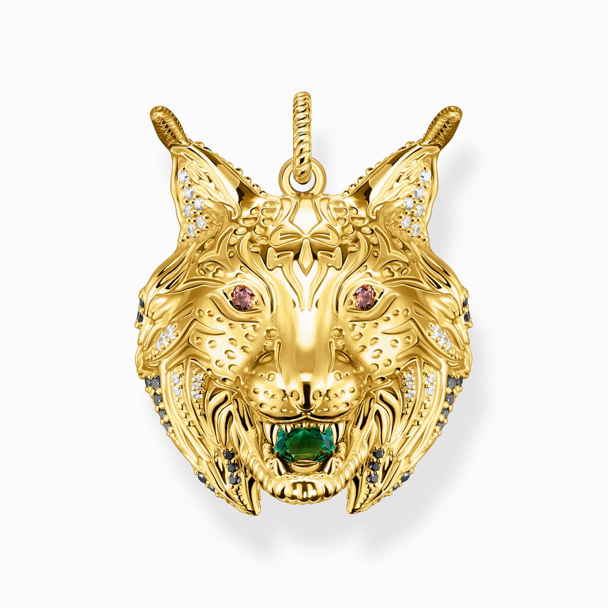 Pendant lynx head gold plated