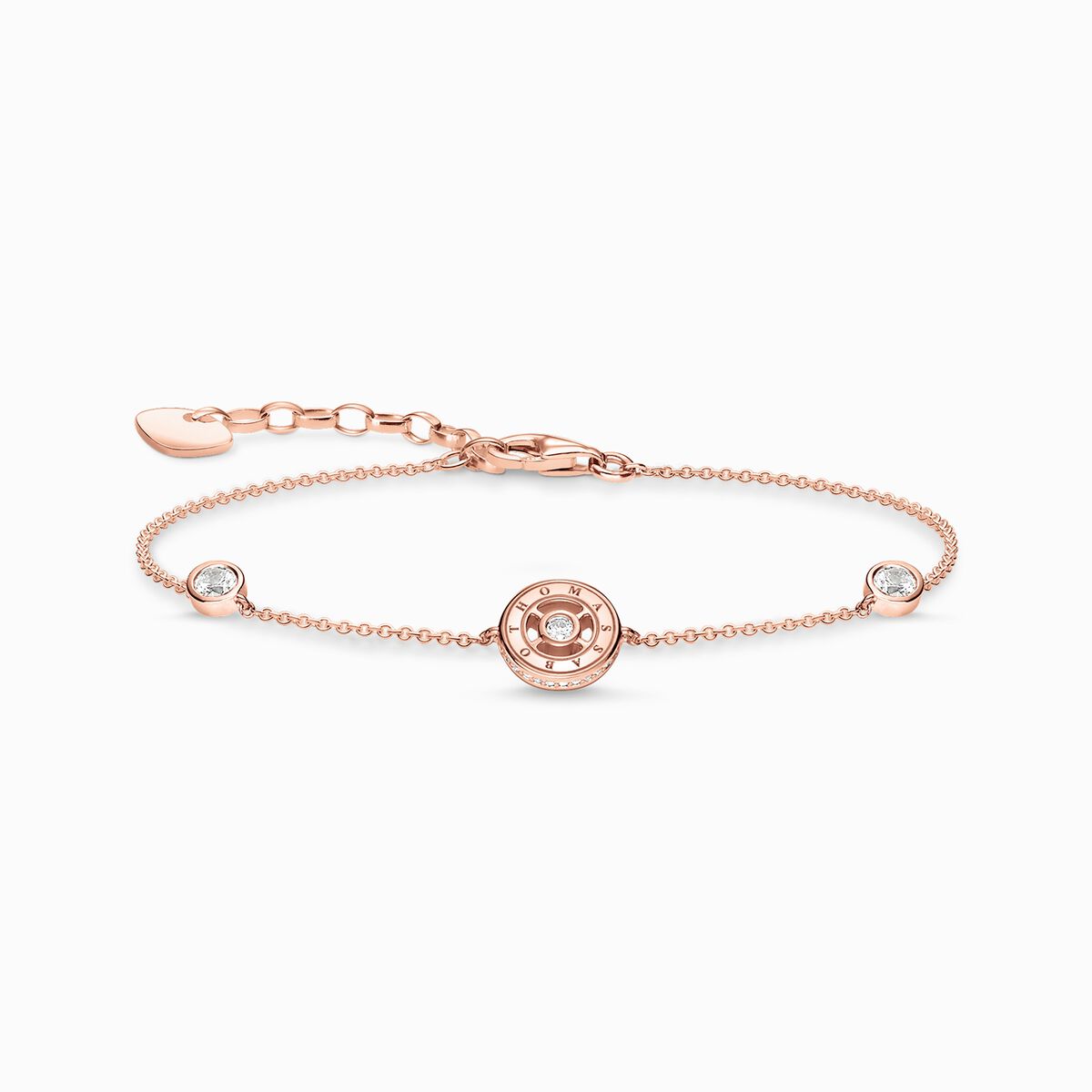 Bracelet circles with white stones rose gold plated