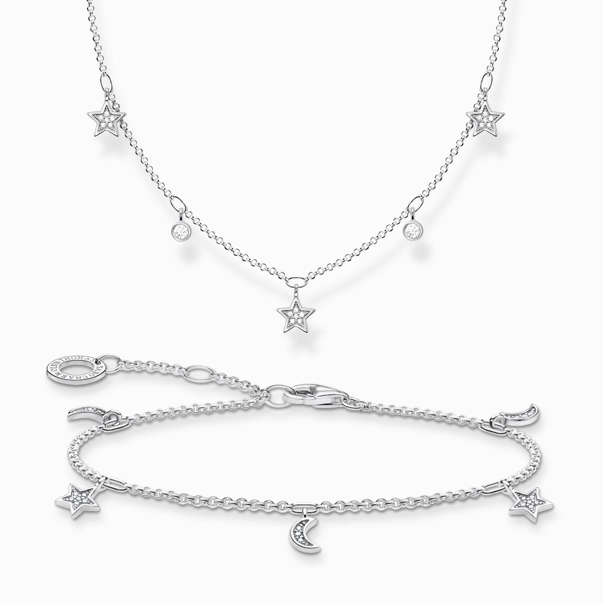 Jewellery set moon & stars silver