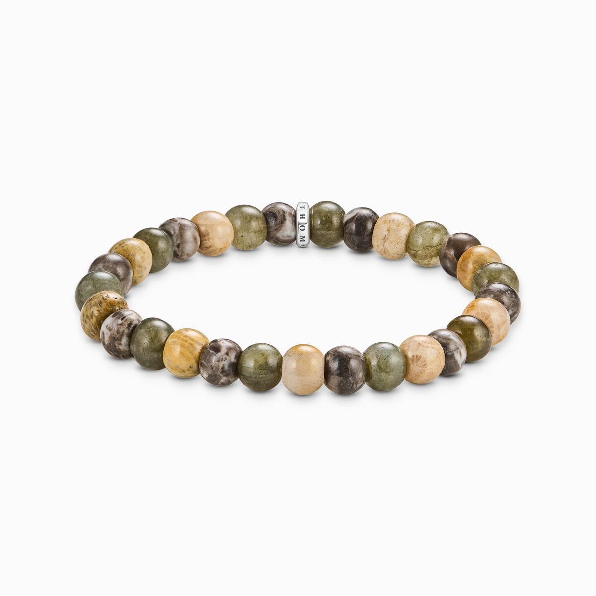 Bracelet with labradorite and crocodile jasper beads 9 mm