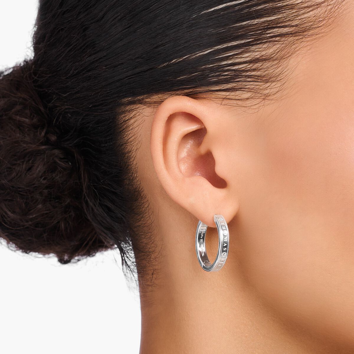 Hoop earrings with white stones silver