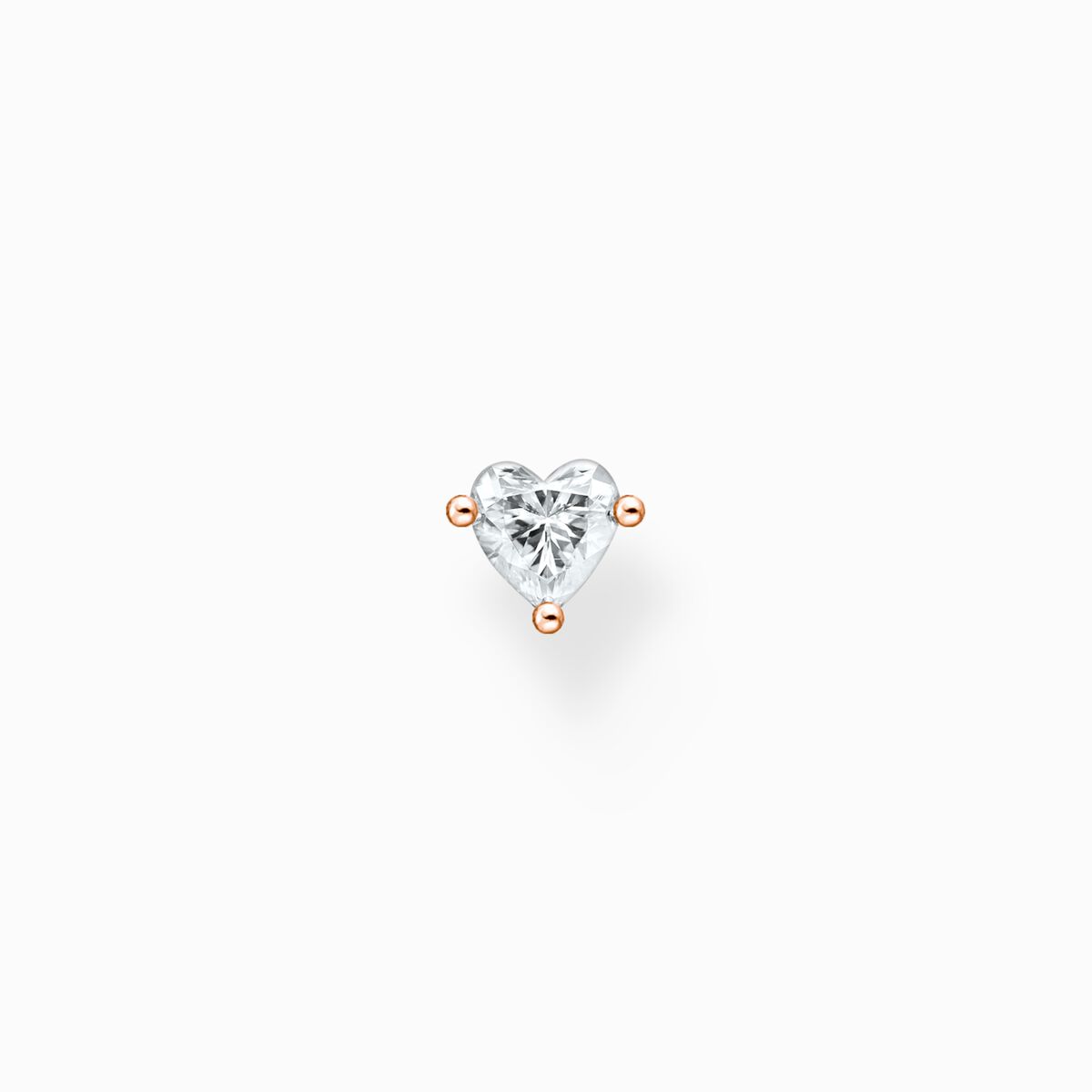 Single ear stud heart rose gold
