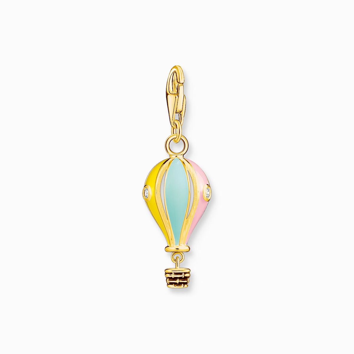 Charm pendant colourful hot air balloon gold plated