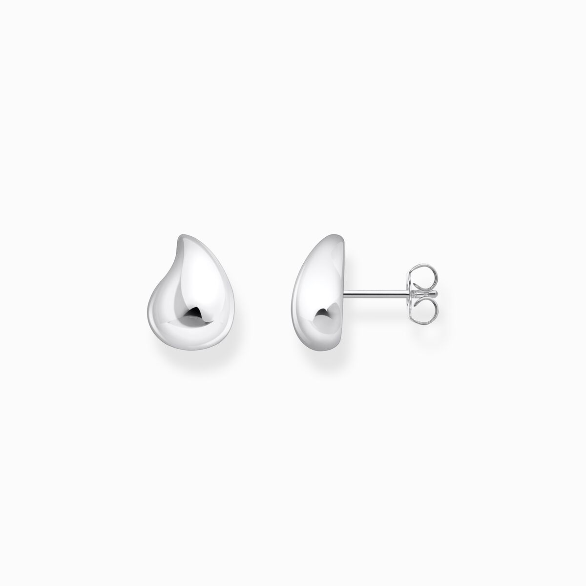 Small silver ear studs in organic shape