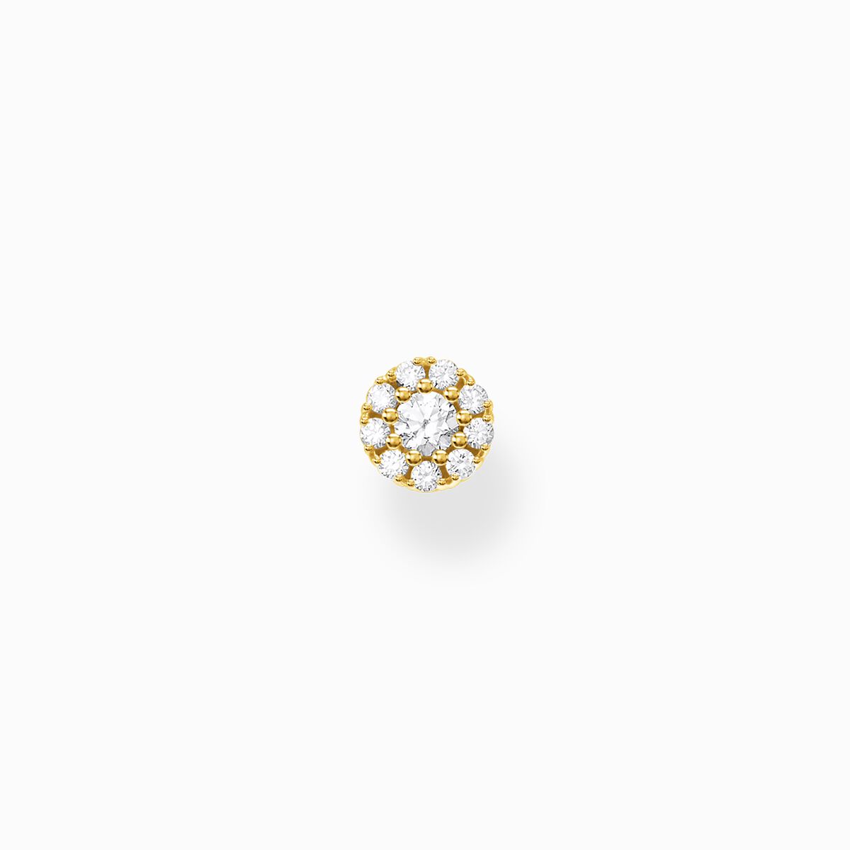 Single ear stud white stones gold