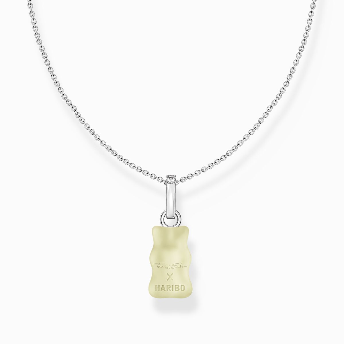 Silver necklace with white goldbears pendant and zirconia