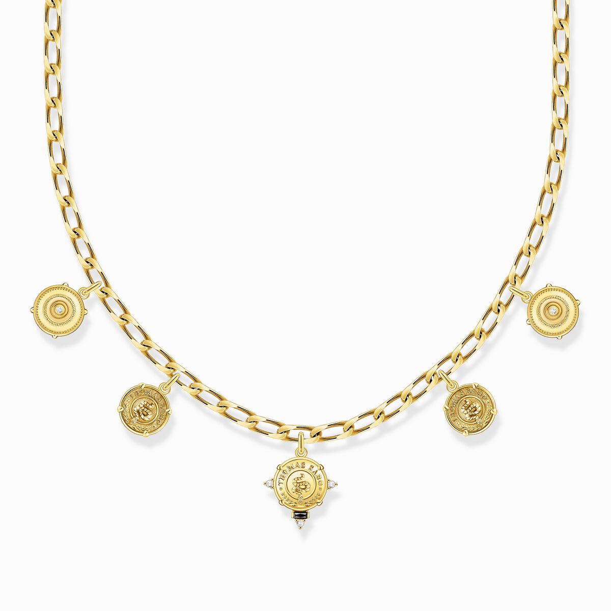 Necklace with disc gold plated