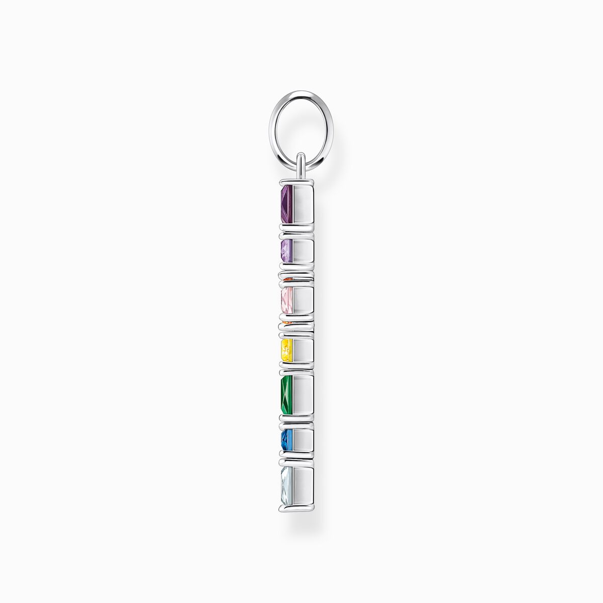 Pendant cross with colourful stones silver