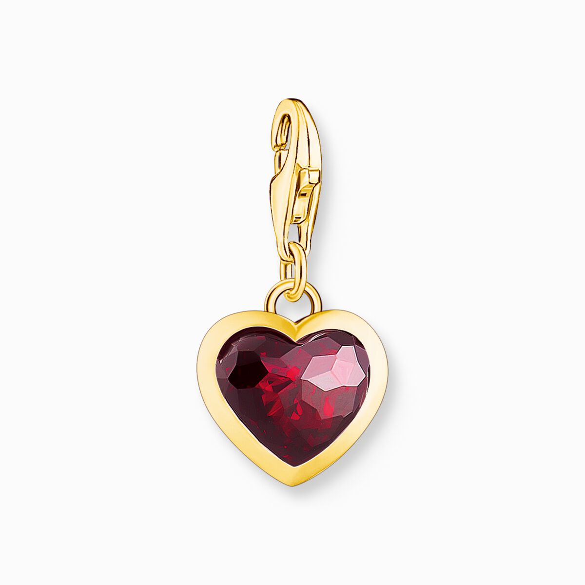 Gold-plated red heart charm pendant
