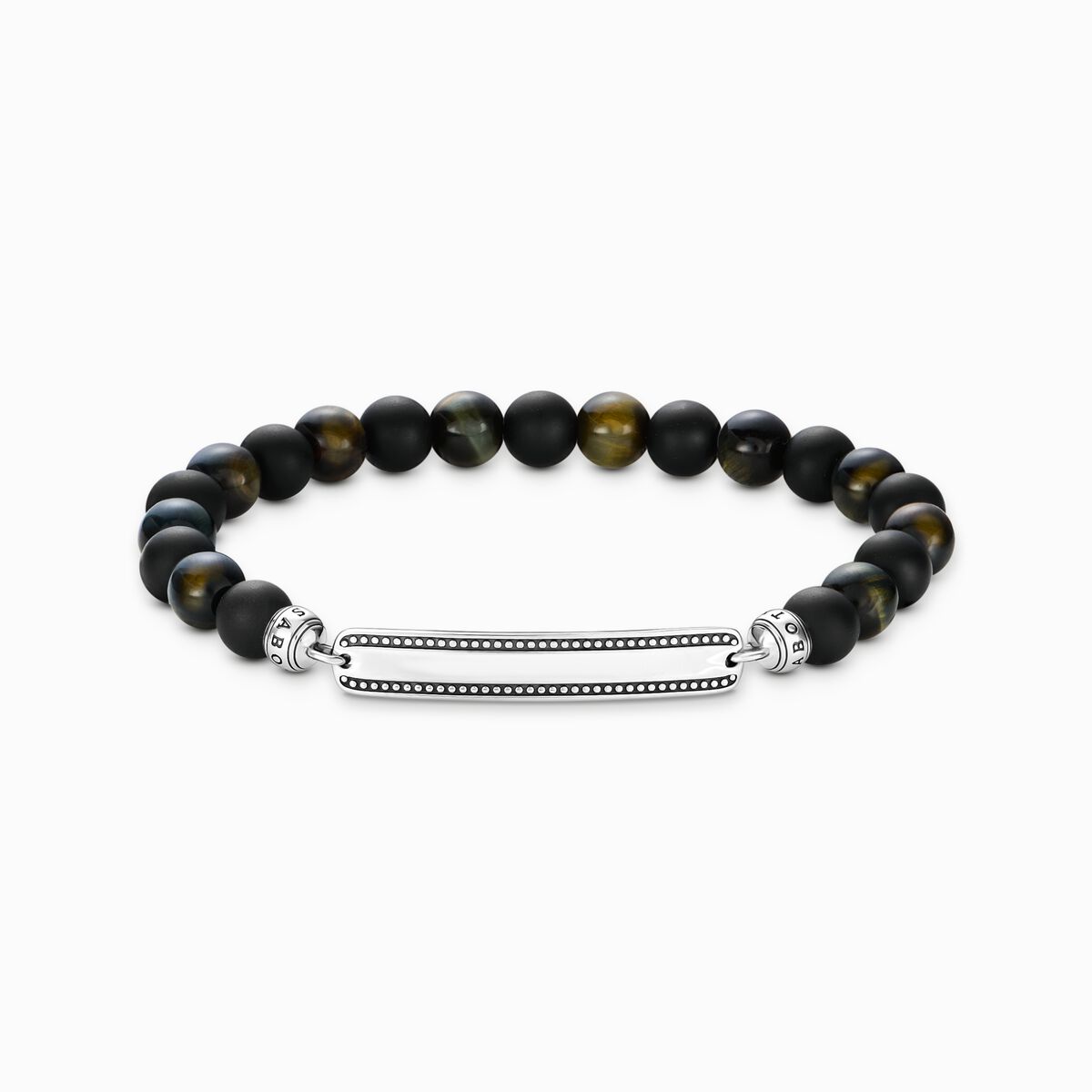 bracelet with obsidian and tiger's eye beads