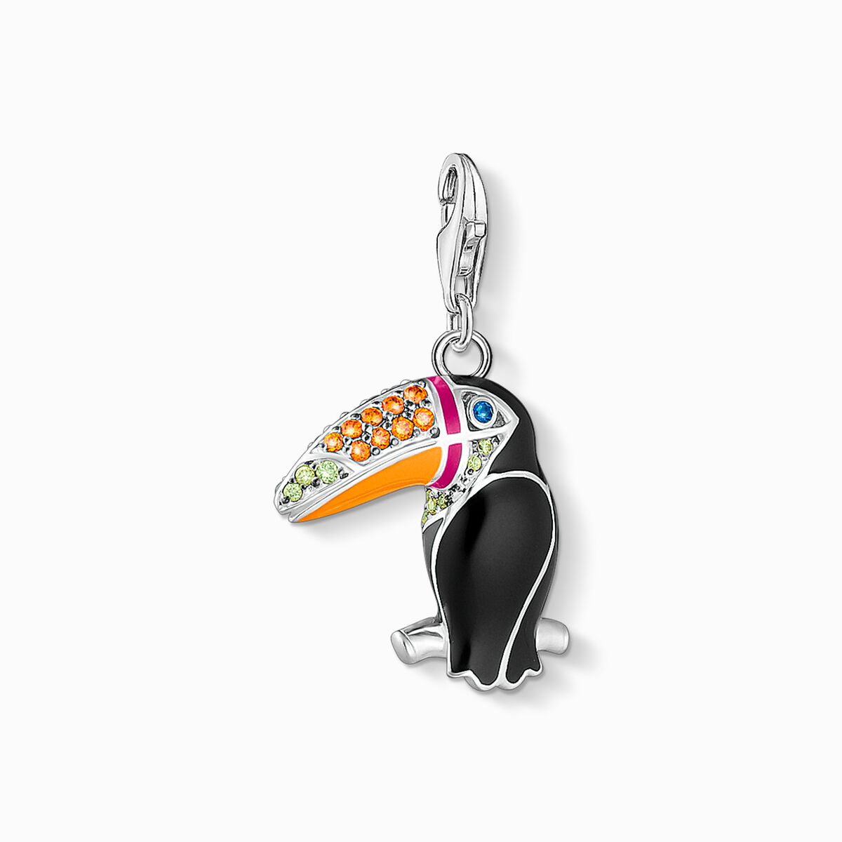 Charm pendant colourful toucan silver