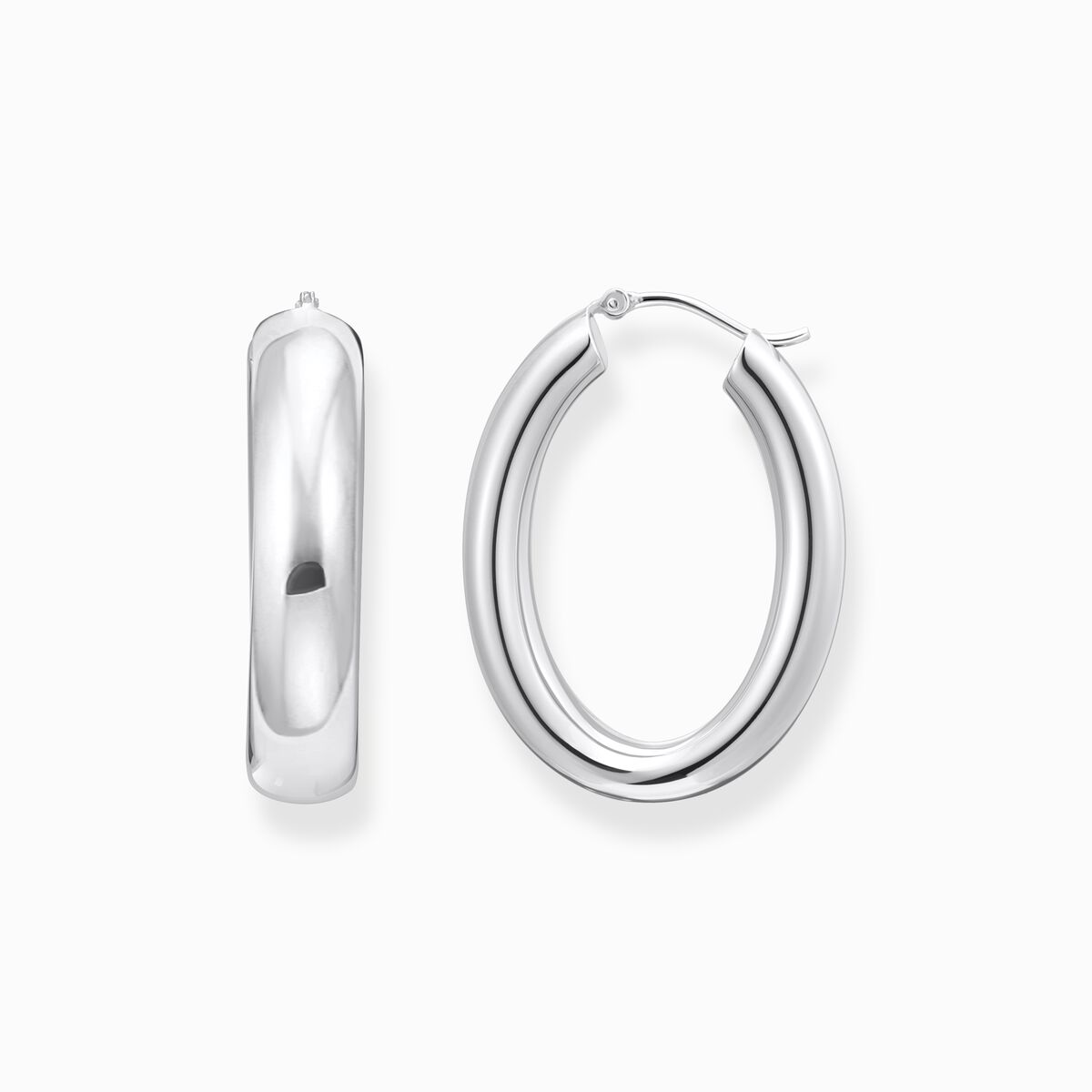 Silver big chunky hoop earrings